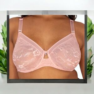 Curvy Couture 1299 Luxe Lace Underwire Bra Sz 36C Blushing Rose NWT